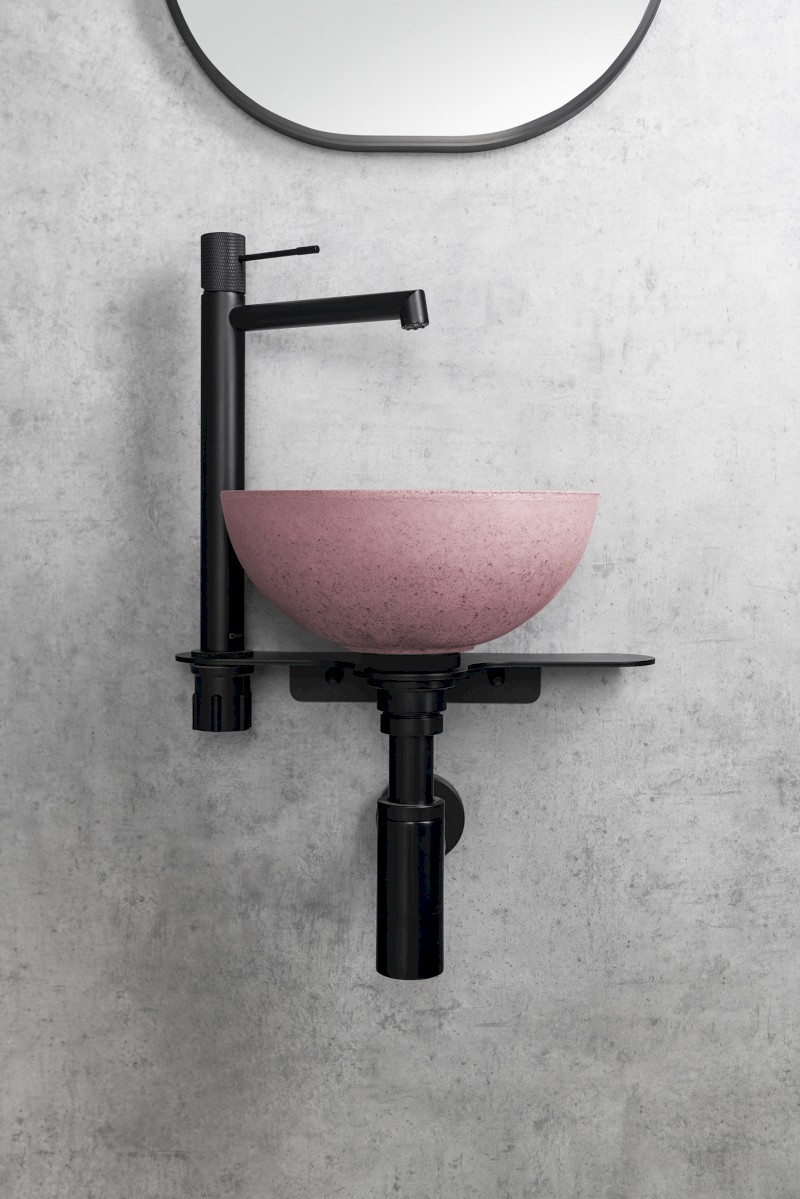 MINOR betonové umývátko na desku, Ø 26cm, růžová mat MR26021
