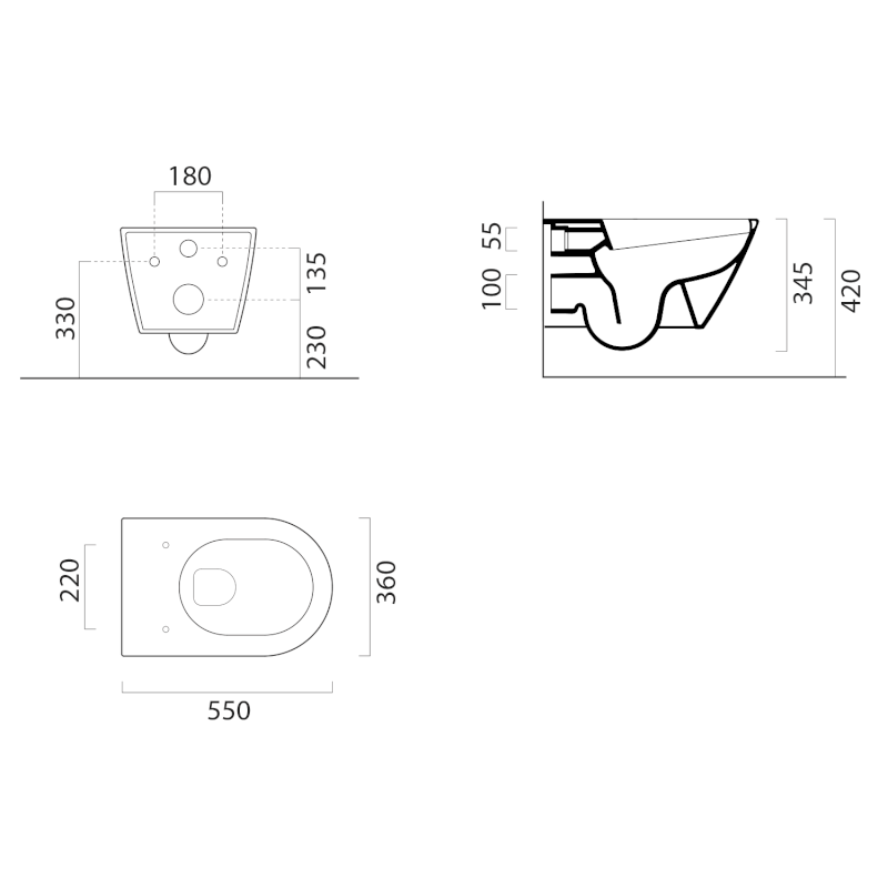 KUBE X závěsná WC mísa, GeniusFlush, 36x55cm, černá dual-mat 941326