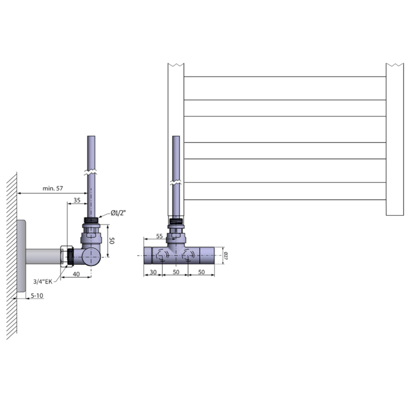 MONO ONE připojovací sada ventilů jednobodová, rozteč 50mm, provedení černá mat CP2052BS