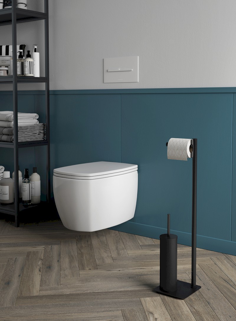 ARTU stojan s držákem na toaletní papír a WC štětkou, hranatý, černá mat 113214