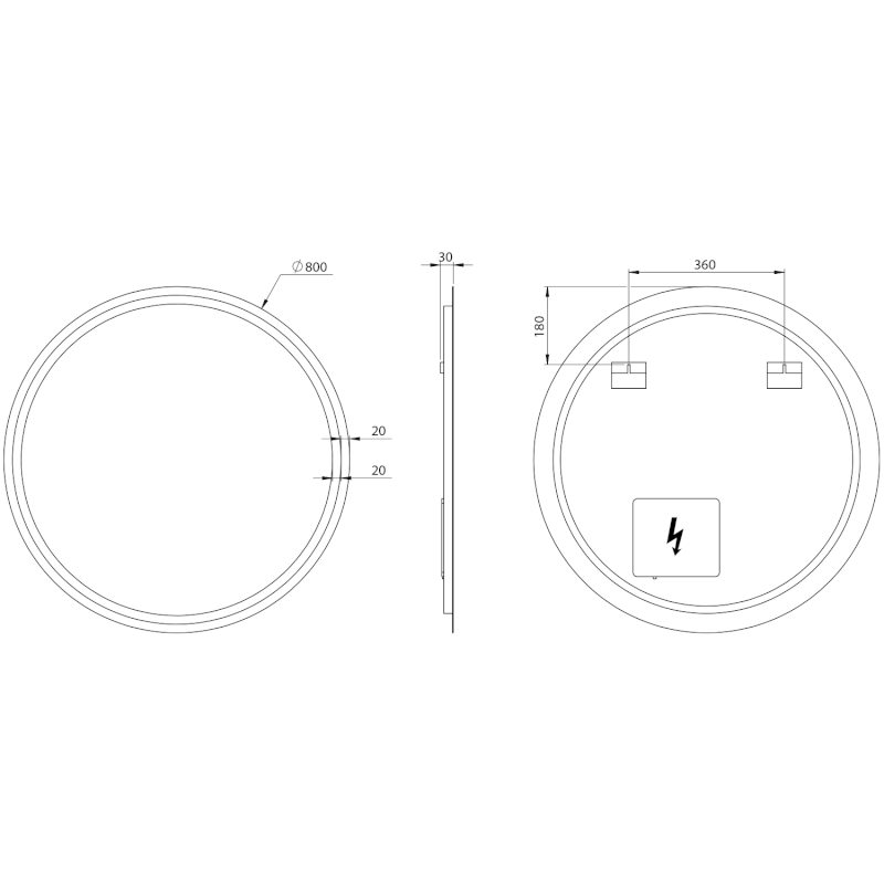 NYX kulaté zrcadlo s LED osvětlením ø 80cm NY800