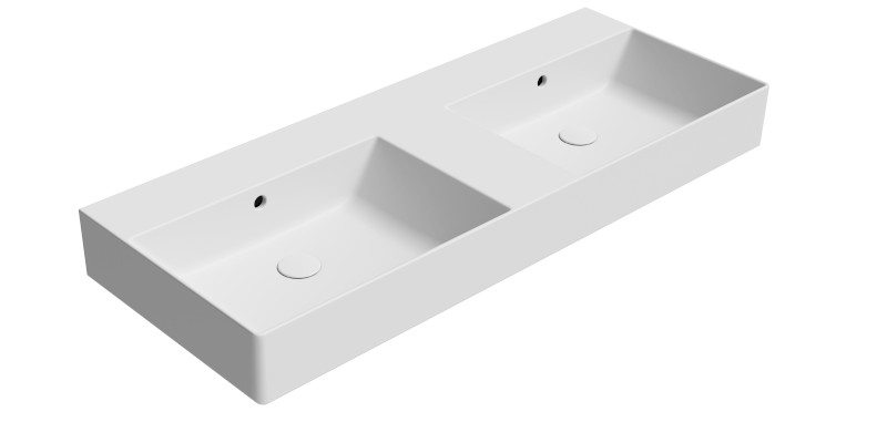 KUBE X keramické dvojumyvadlo 120x47cm, bez otvoru, bílá mat 9425009