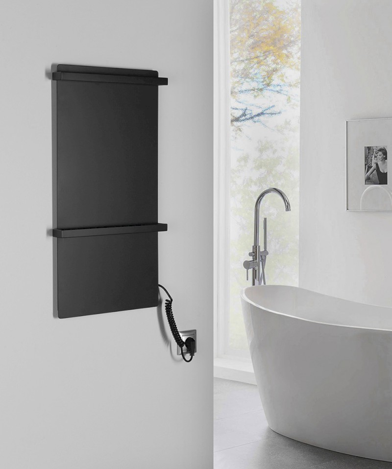 ELMIS elektrický sušák ručníků 400x800 mm, 120 W, hliník, černá mat EB430