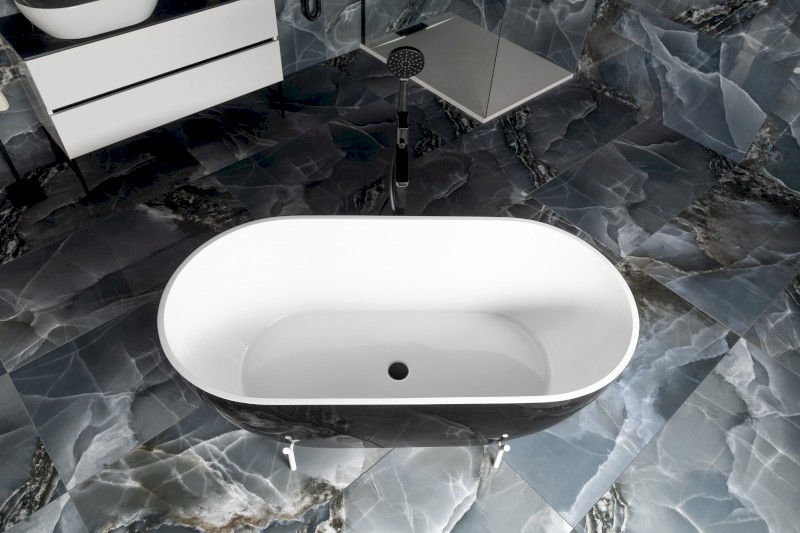 REDUTA volně stojící vana litý mramor 171x81x58cm, černá/bílá 71973