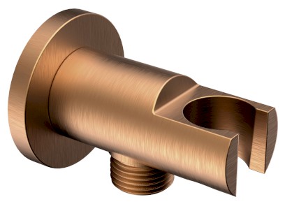 Držák sprchy kulatý, pevný, s vyústěním, měď mat 1205-09PG