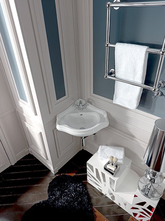 RETRO keramické umyvadlo rohové, 57,5x58cm, bílá 103201