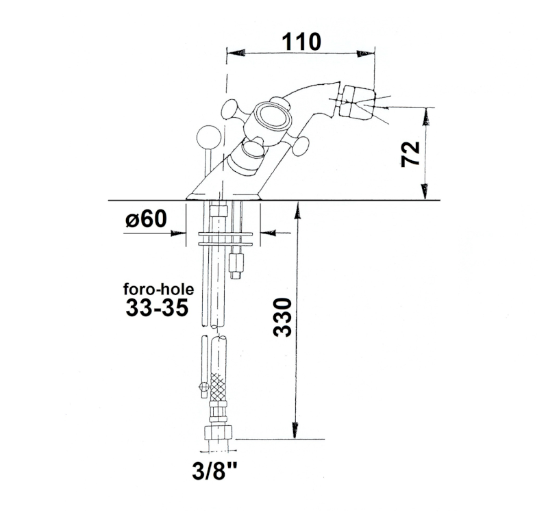 ANTEA stojánková bidetová baterie s výpustí, bronz 3186
