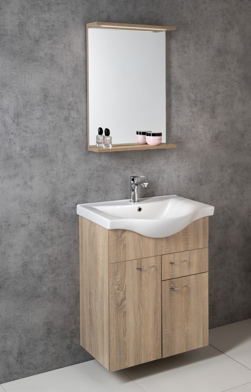 KORIN STRIP zrcadlo s LED osvětlením 50x70x12cm, dub platin KO995S