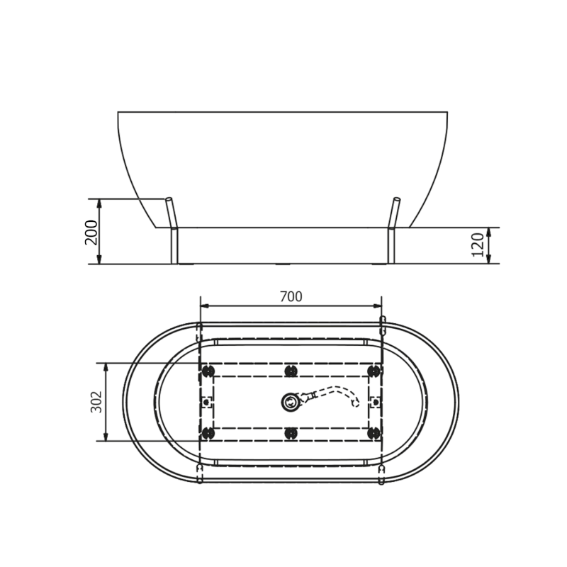REDUTA konstrukce pro vanu 150x75cm, bílá mat 72830W