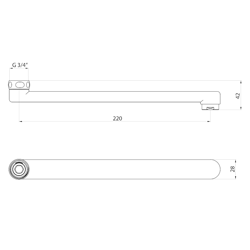 Výtokové ramínko k baterii, 220mm, ploché, chrom 43990