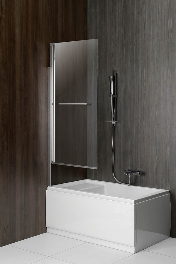 RIONI vanová zástěna s pneumatickým zdvihem, š. 710mm, stříbrná, čiré sklo 72915