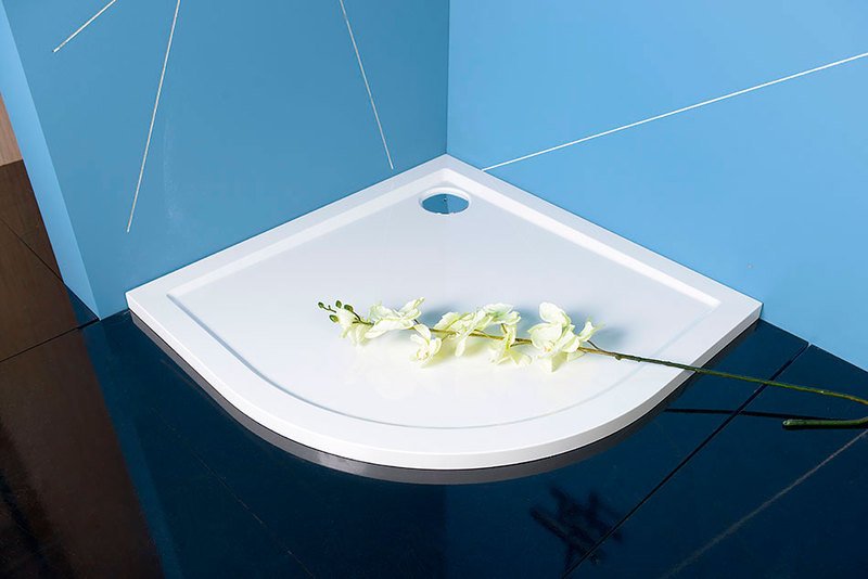 SERA sprchová vanička z litého mramoru, čtvrtkruh 100x100cm, R550, bílá 62111