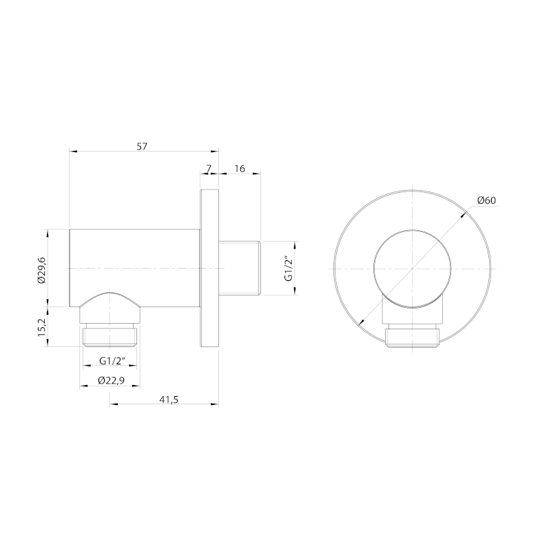 Vývod sprchy, kulatý, chrom 1205-01