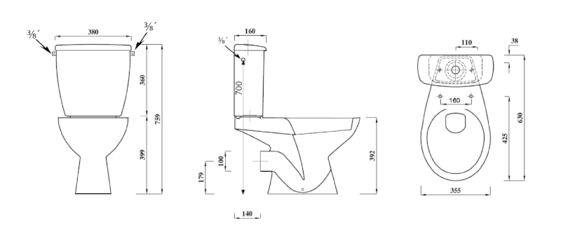 JUAN WC kombi, dvojtlačítko 3/6l, zadní odpad, bílá LC2154