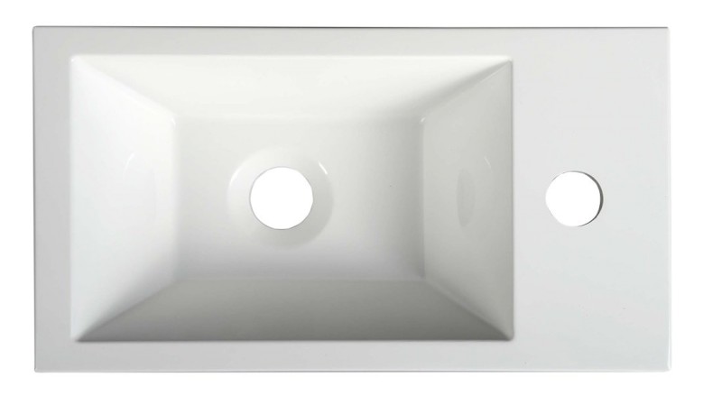 AMAROK umývátko, litý mramor, 40x22cm, baterie vpravo, bílá AR500