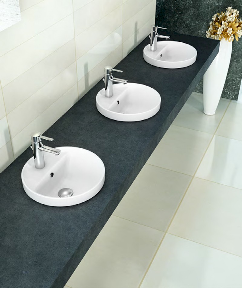 YUVA keramické umyvadlo zápustné, Ø 38cm, bílá TU0652