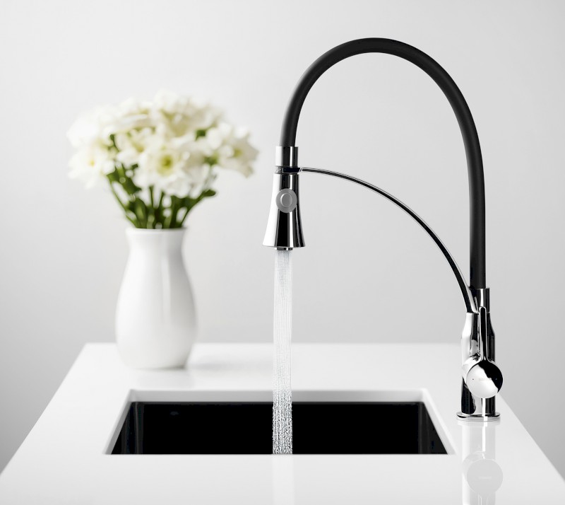 HEBE stojánková dřezová baterie se sprškou, chrom HT430