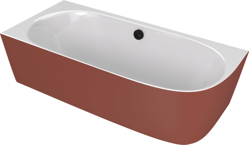 SUSSI L rohová stojící vana litý mramor 160x70x49,5cm, bílá/hnědá mat 90191L.72