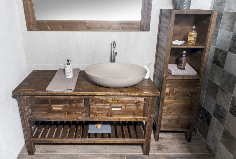 BRAND umyvadlová skříňka 130x73x50cm, mořený smrk BA131S