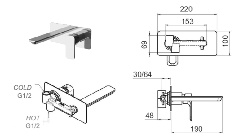 SPY podomítková umyvadlová baterie, bílá mat PY08/14