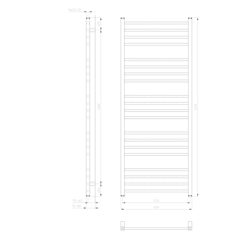 METRO otopné těleso 600x1510 mm, bílá IR420T