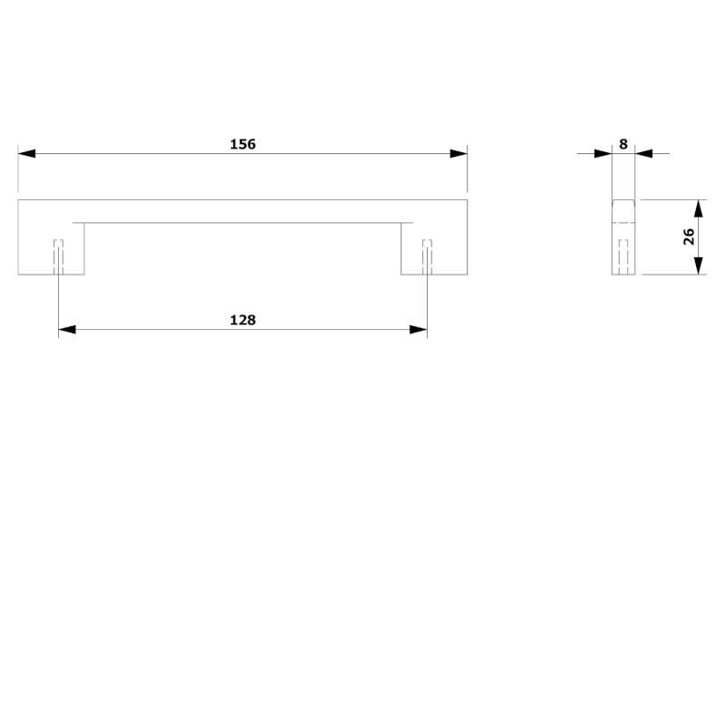 KILI kovová úchytka, 156/128mm, chrom 10090