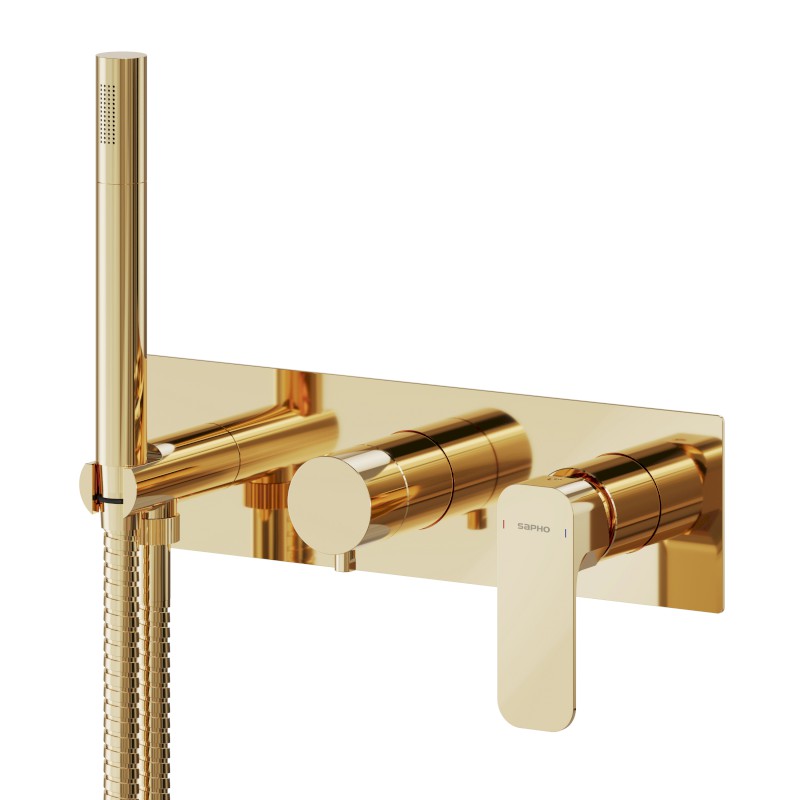 SPY podomítková sprchová/vanová baterie s ruční sprchou, 2 výstupy, zlato PY52/17