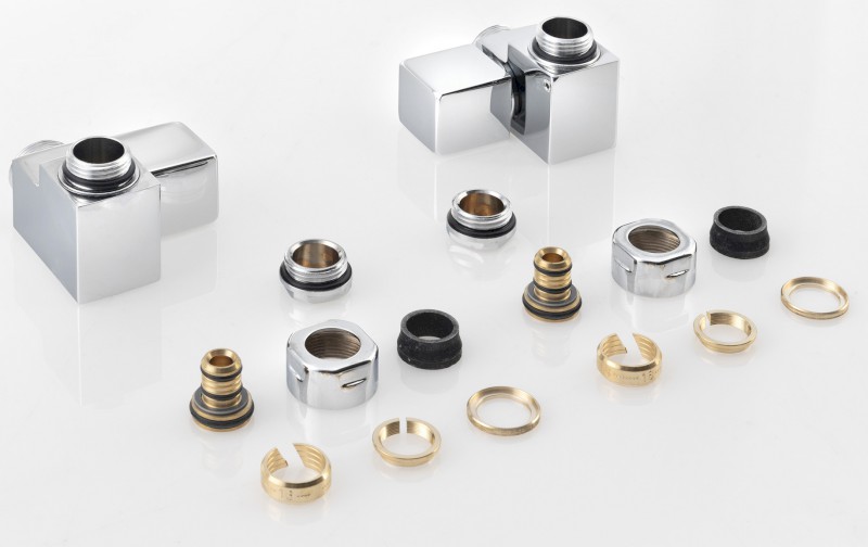 CUBE COMBI připojovací sada ventilů ruční rohová, pravá, chrom CP561S