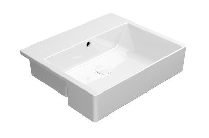 KUBE X keramické umyvadlo polozápustné 55x47cm, bez otvoru, bílá ExtraGlaze 9434011