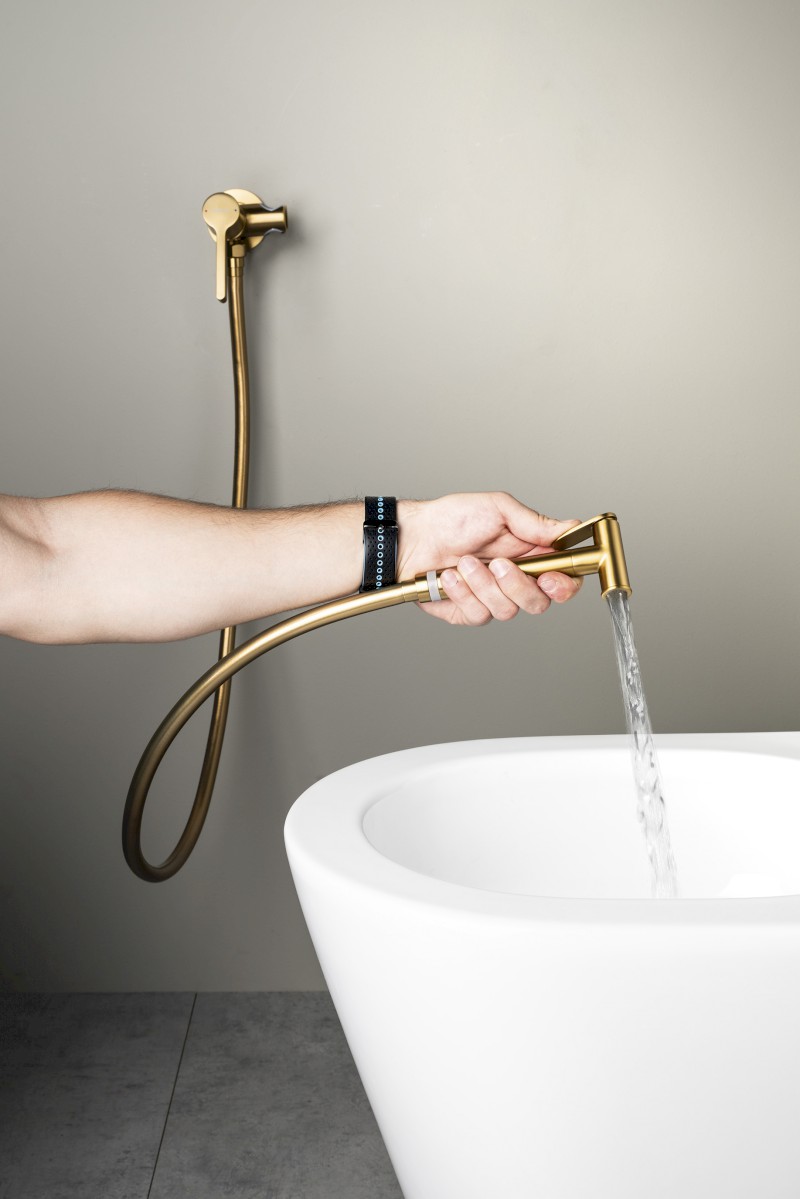 ICONIC podomítková bidetová baterie se Stop sprškou, kulatá, zlato mat AF040GB