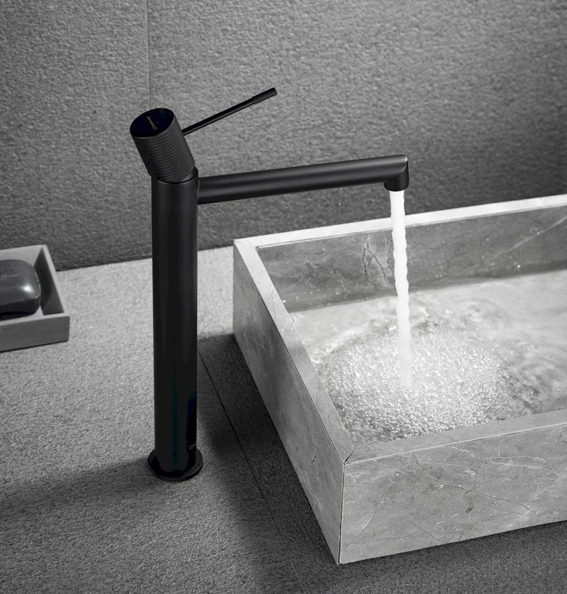 SOLARIS stojánková umyvadlová baterie vysoká, černá mat WD006B