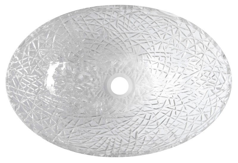 PURUS skleněné gravírované umyvadlo na desku, 50x36cm, čirá TY305CL