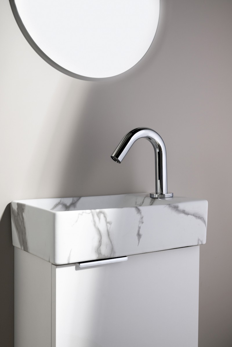 MARGITHA keramické umývátko 38x22cm, otvor pro baterii vpravo, carrara MGT38217