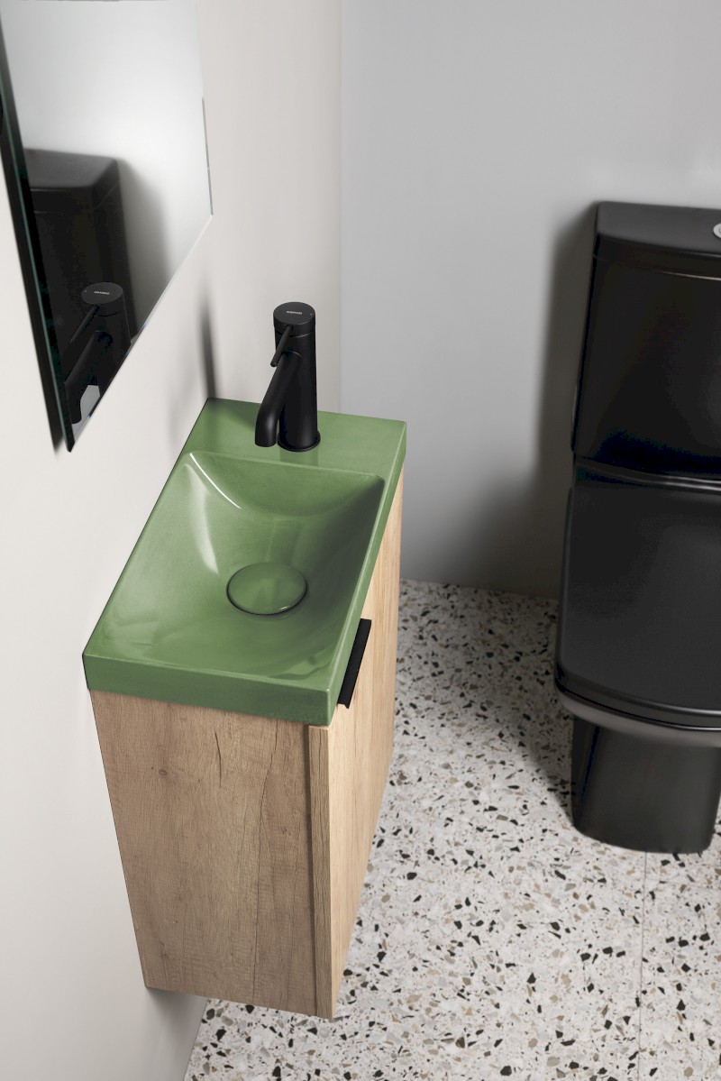 AGOS betonové umývátko 40x22cm, levé/pravé, zelená pololesk AS40023