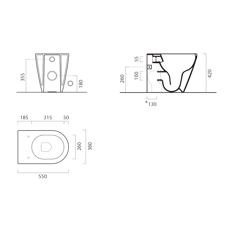KUBE X WC mísa stojící, Geniusflush, 36x55cm, spodní/zadní odpad, bílá dual-mat 949109