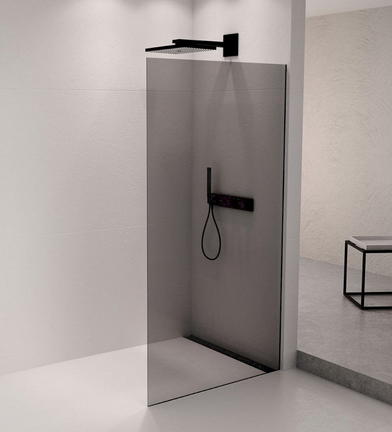 ARCHITEX sada pro uchycení skla podlaha-stěna se spádovou lištou, 1615x2105mm, pravá, černá mat AX2116BR