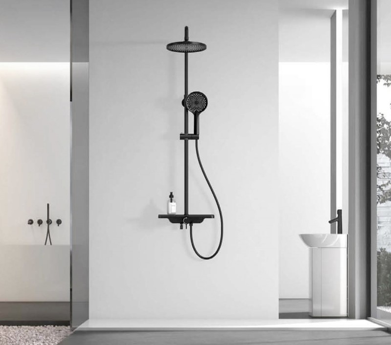 ARONA sprchový sloup s baterií a napouštěním, černá mat SL210B