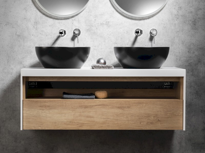 VIERA umyvadlová skříňka 120x44x50cm, bílá mat/dub Alabama VA120-2222