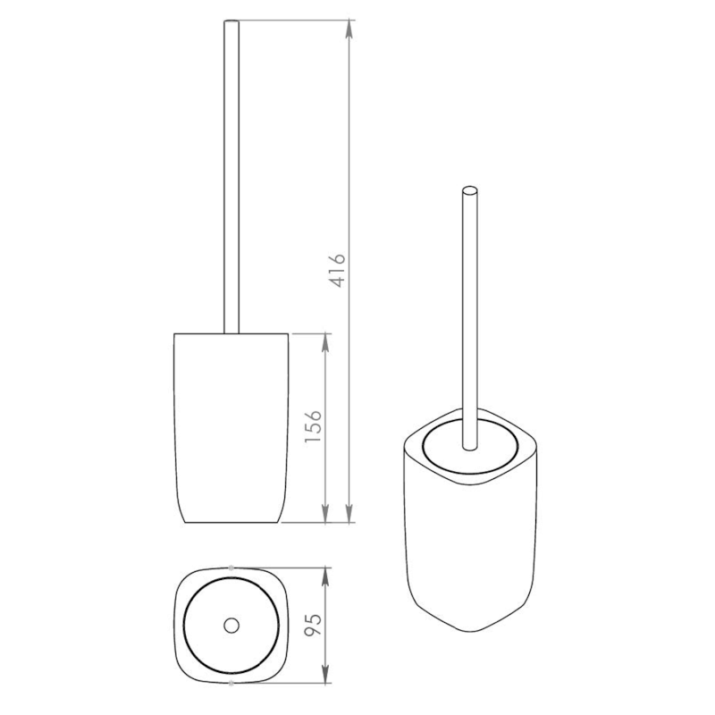 YLENIA WC štětka na postavení, černá YL3314