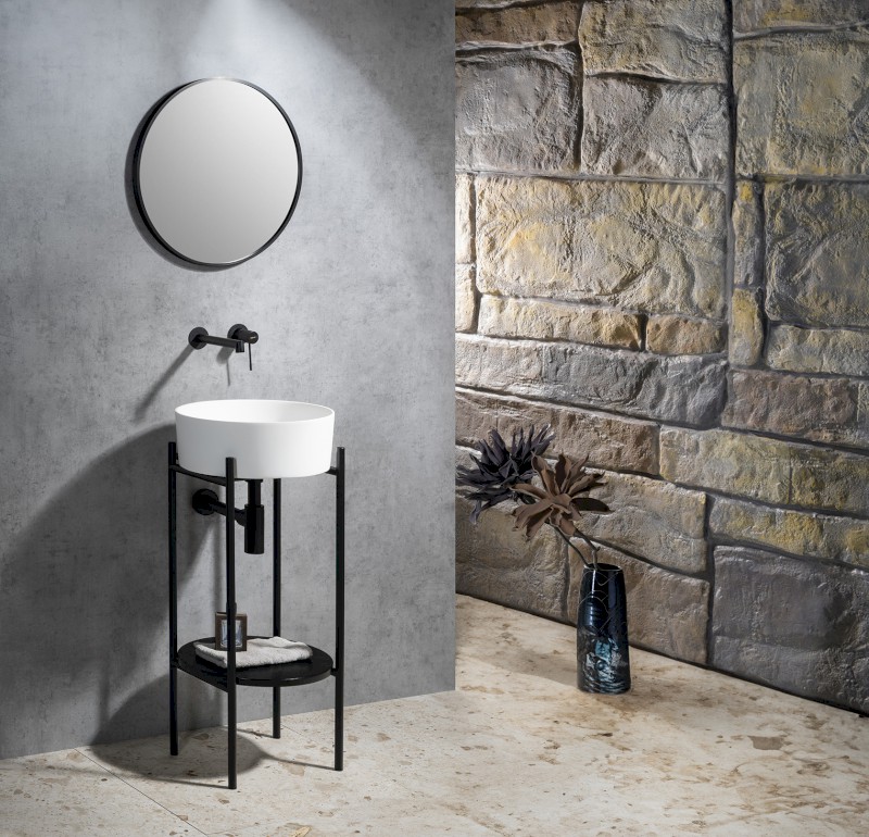 THIN umyvadlo na desku, Rockstone, Ø 38 cm, bílá mat WN548