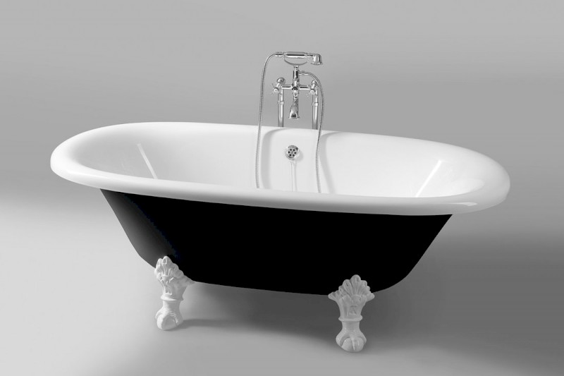 REGATA volně stojící vana 175x85x61cm, nohy bílé, černá/bílá 10261