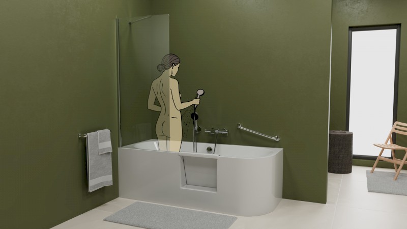 PORTAS L asymetrická vana s dvířky, 180x75x60cm, bílá 75551