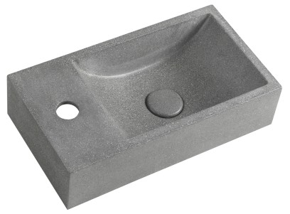 CREST L betonové umývátko, nástěnné, včetně výpusti, 40x22cm, černý granit AR403