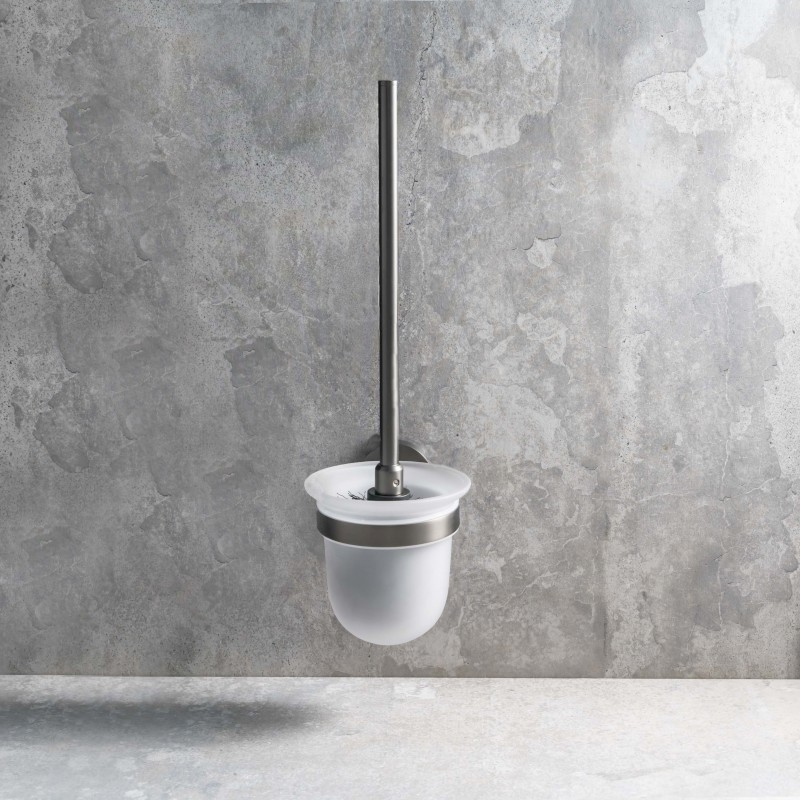 X-ROUND GUN METAL WC štětka závěsná, mléčné sklo, gun metal XR303GM