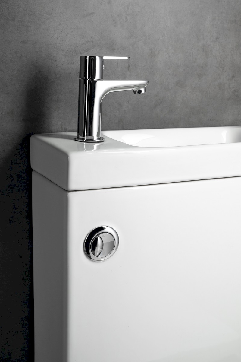 JALTA HYGIE WC kombi s umývátkem, Rimless, spodní/zadní odpad, bílá PB103H