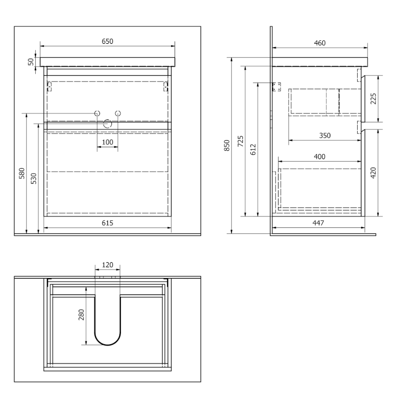 ALTAIR umyvadlová skříňka 61,5x72,5x45cm, dub emporio AI365