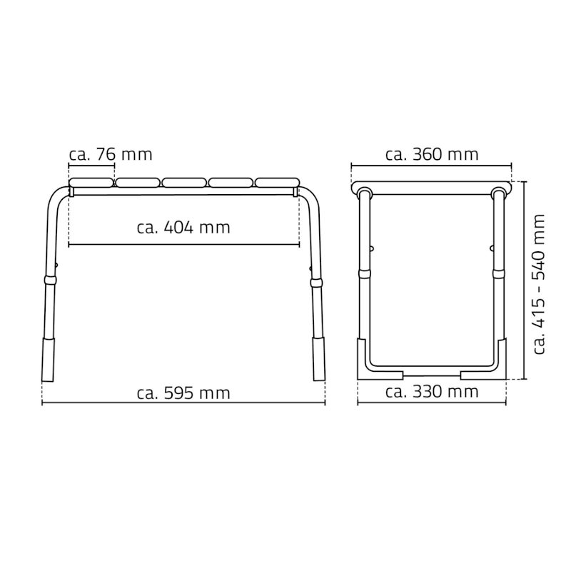HANDICAP koupelnová stolička, výškově nastavitelná, chrom/bílá A172101