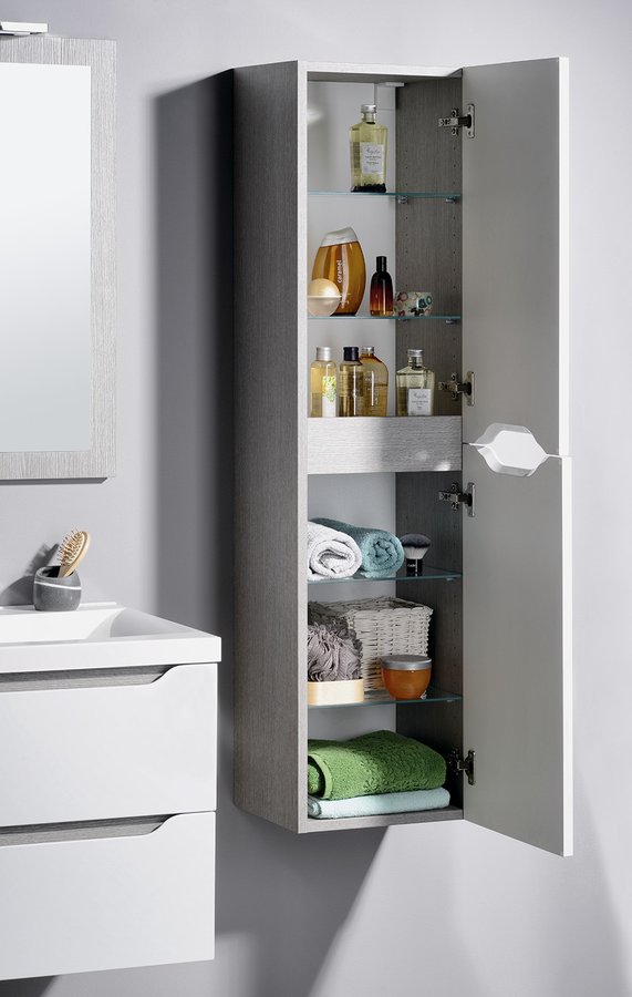 WAVE skříňka vysoká 35x140x30cm, levá/pravá, bílá/dub cuneo WA245-3025