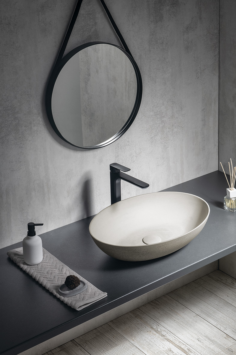 FORMIGO betonové umyvadlo na desku, 60x40cm, písková mat FG214