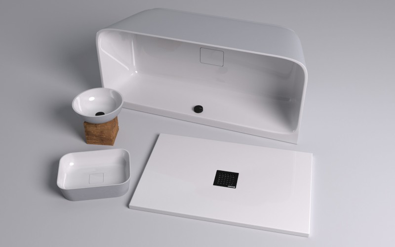 BANERA SQUARE umyvadlo na desku, litý mramor, 50x36cm, bílá/šedá mat 14596.32